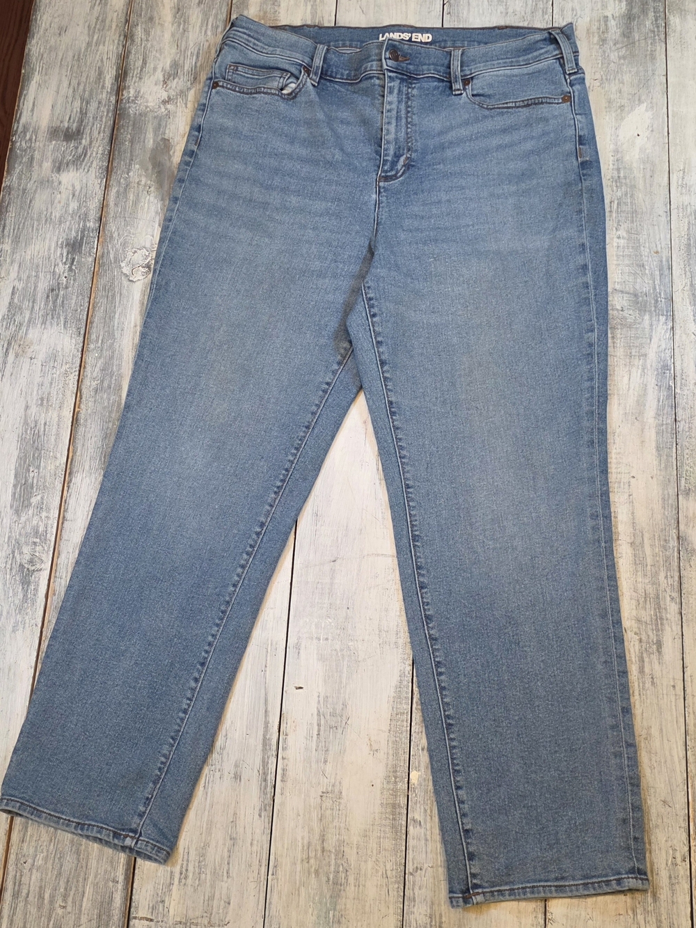Lands' End Women's High Rise Light Blue Straight-Leg Jeans sz 18W